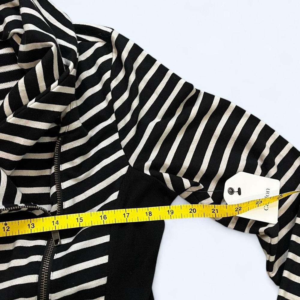 NWT! Caslon Large Size 1 Black and White Striped Ribbed Knit Zip Cotton Jacket - Picture 3 of 8